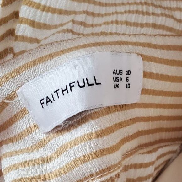 Faithfull the Brand Cream and Tan Striped Midi Dress - Picture 11 of 13